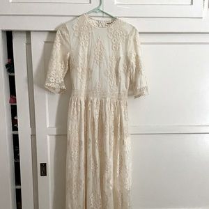 Ivory Embroidered Midi Dress